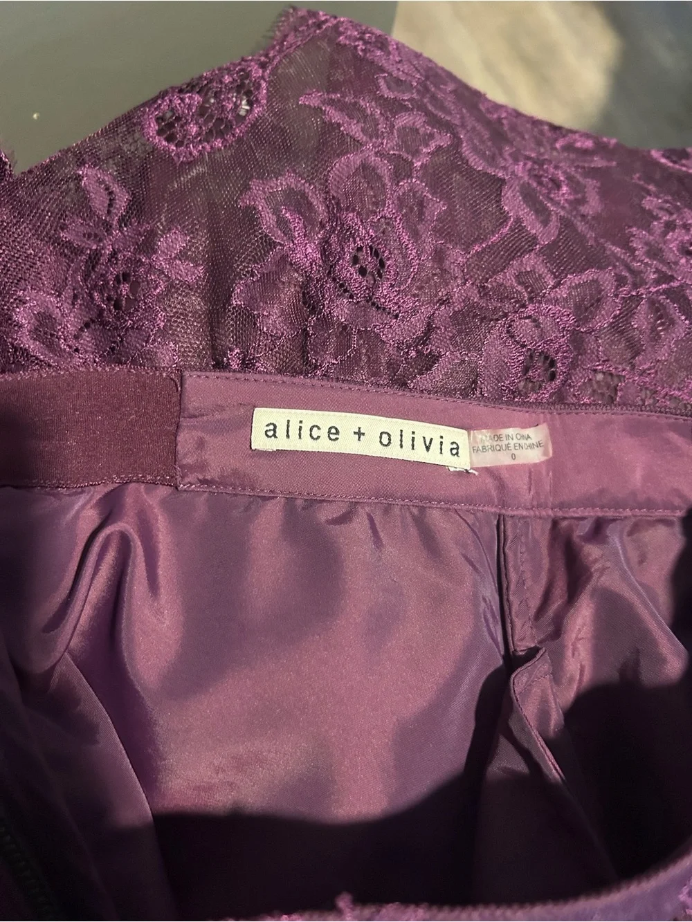 Alice + Olivia Plum Lace Midi Skirt
